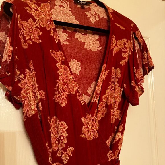 Lulu's Heart of Marigold Rust Red Floral Print Wrap Maxi Dress Size L - Picture 5 of 10